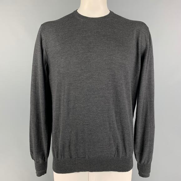 PIATTELLI Size XL Gray Wool Crew-Neck Pullover - Picture 1 of 6